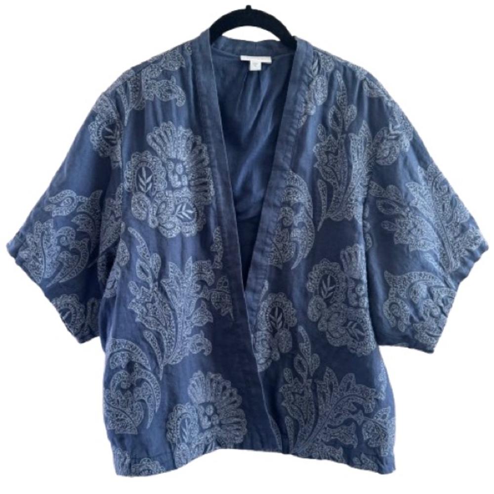 J. Jill denim Embroidered Kimono Jacket
